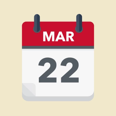 Calendar icon showing 22nd March