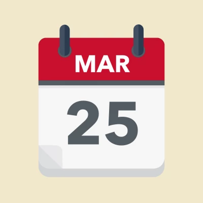 Calendar icon showing 25th March